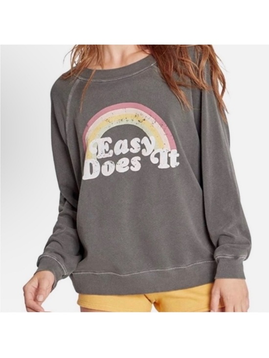 Wildfox Tops - WILDFOX • “Easy Does It” Charcoal Graphic Sweatshirt - 'Easy Does It'
